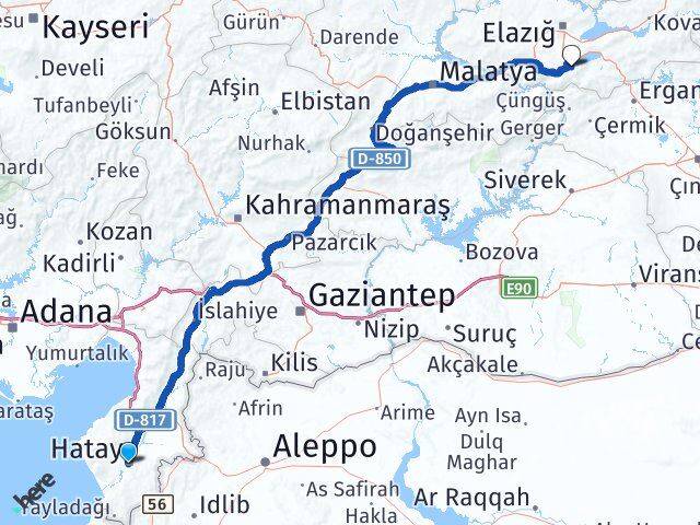 Hatay Sivrice Elazığ Arası Kaç Km - Yol Haritası