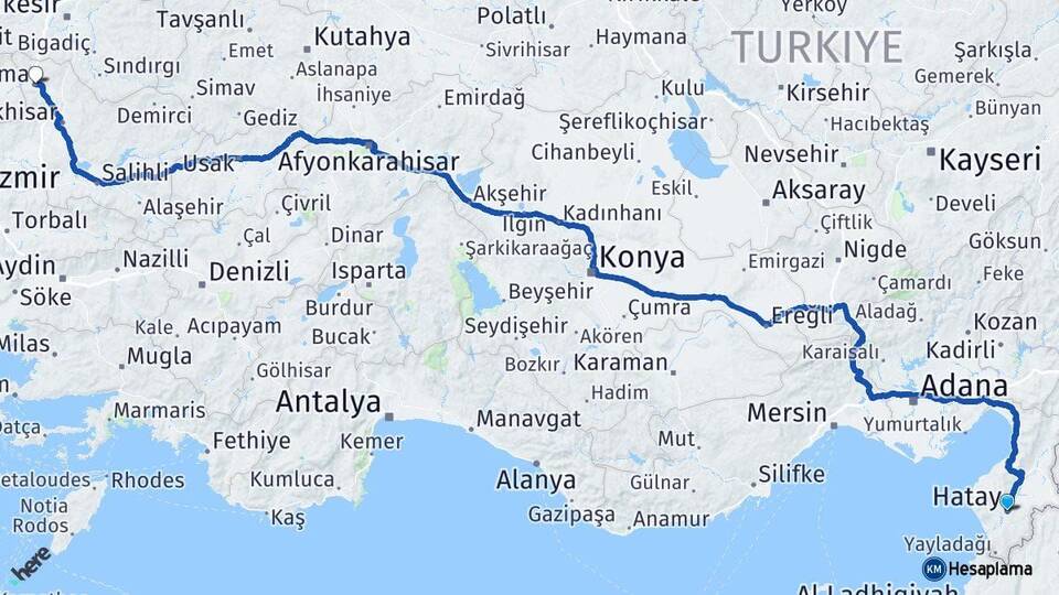 Hatay Soma Manisa Arası Kaç Km - Yol Haritası