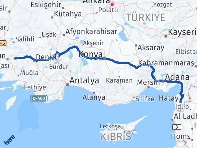 Hatay Sultanhisar Aydın Arası Kaç Km - Yol Haritası