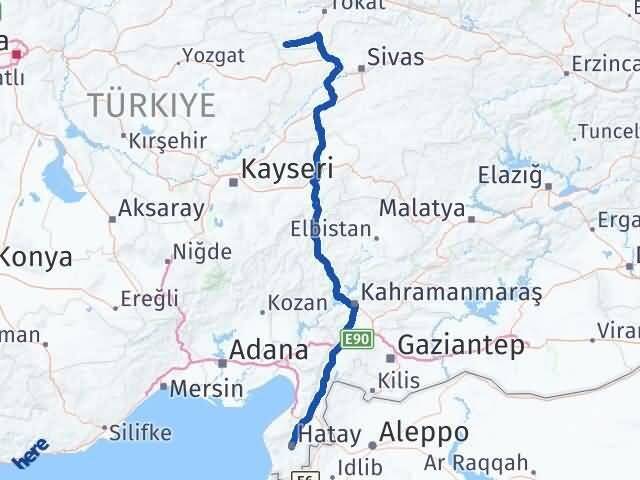 Hatay Sulusaray Tokat Arası Kaç Km - Yol Haritası