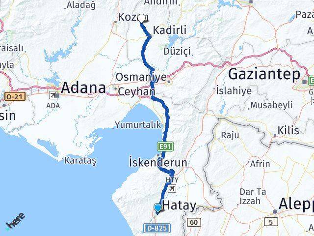 Hatay Sumbas Osmaniye Arası Kaç Km - Yol Haritası