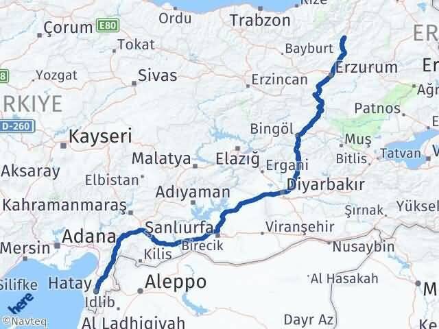 Hatay Uzundere Erzurum Arası Kaç Km - Yol Haritası