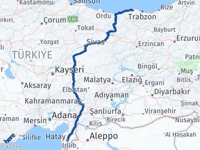 Hatay Vakfıkebir Trabzon Arası Kaç Km - Yol Haritası