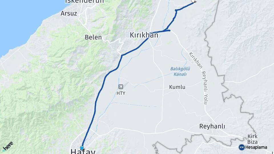 Hatay Yalangoz Kırıkhan Arası Kaç Km - Yol Haritası
