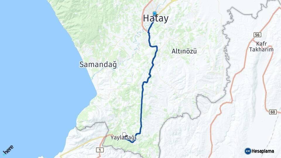 Hatay Yayladağı Arası Kaç Km - Yol Haritası