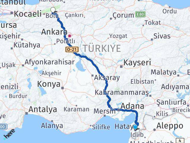 Hatay Yeniçağa Bolu Arası Kaç Km - Yol Haritası