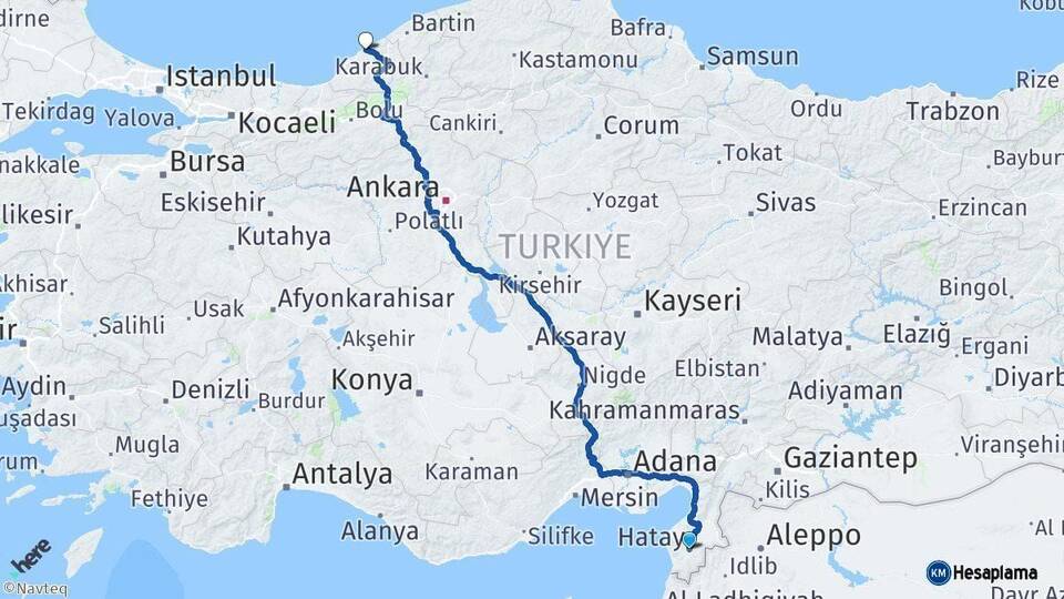 Hatay Zonguldak Arası Kaç Km - Yol Haritası