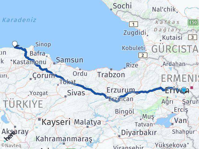 Iğdır Abana Kastamonu Arası Kaç Km - Yol Haritası