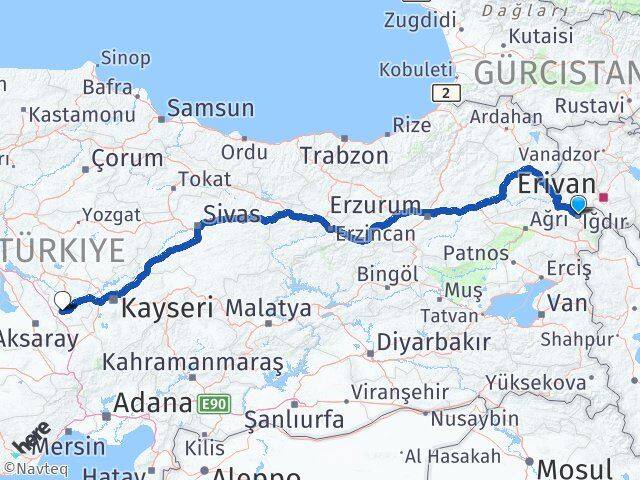 Iğdır Acıgöl Nevşehir Arası Kaç Km - Yol Haritası