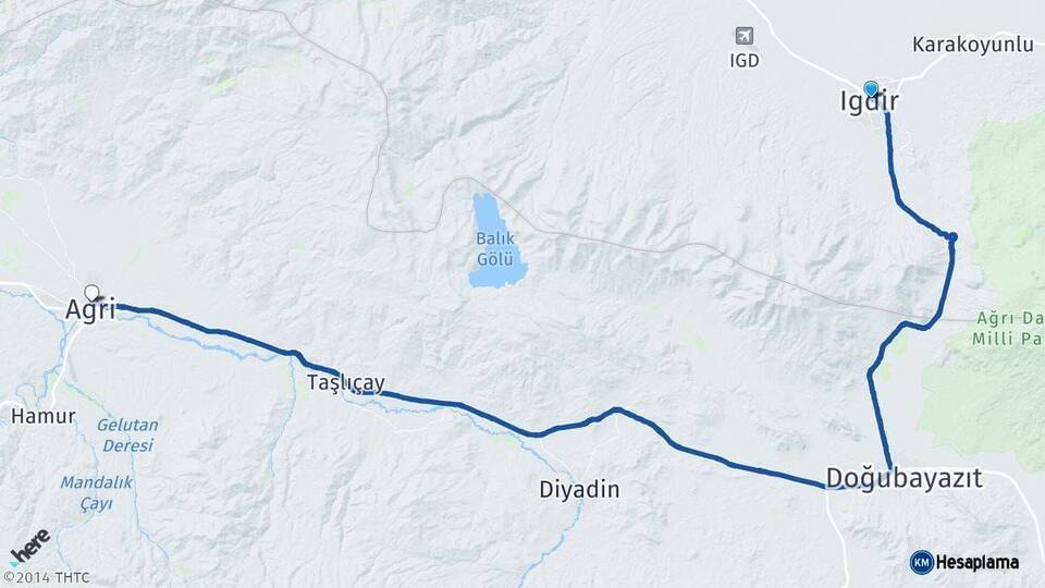 Iğdır Ağrı Arası Kaç Km - Yol Haritası