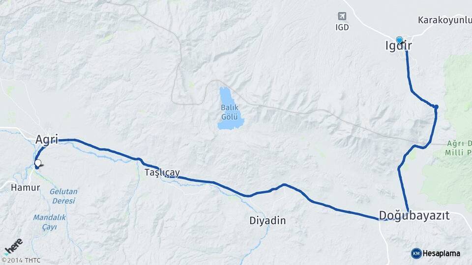 Iğdır Ağrı Havalimanı Arası Kaç Km - Yol Haritası