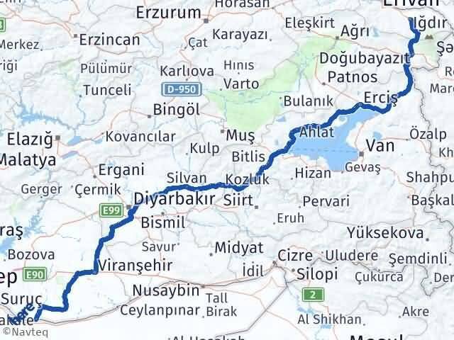Iğdır Akçakale Şanlıurfa Arası Kaç Km - Yol Haritası