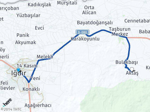 Iğdır Aktaş Karakoyunlu Arası Kaç Km - Yol Haritası