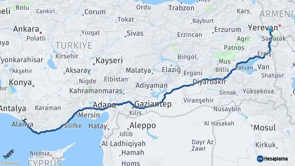 Iğdır Alanya Antalya Arası Kaç Km - Yol Haritası