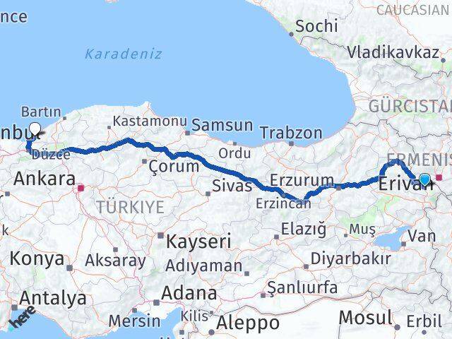 Iğdır Alaplı Zonguldak Arası Kaç Km - Yol Haritası