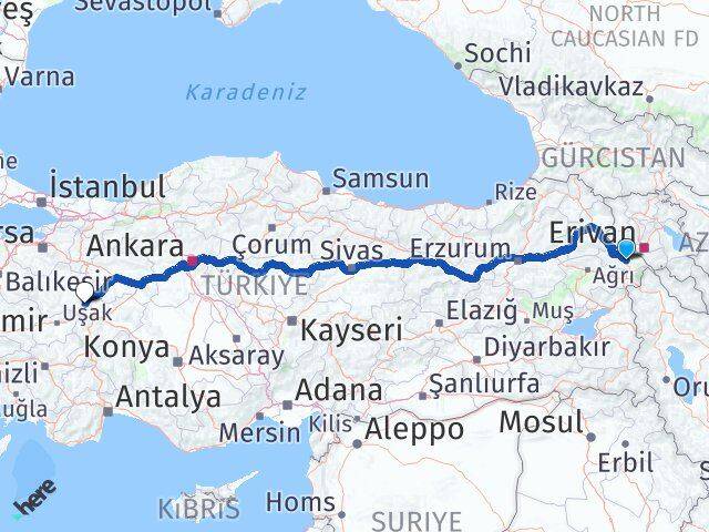 Iğdır Altıntaş Kütahya Arası Kaç Km - Yol Haritası