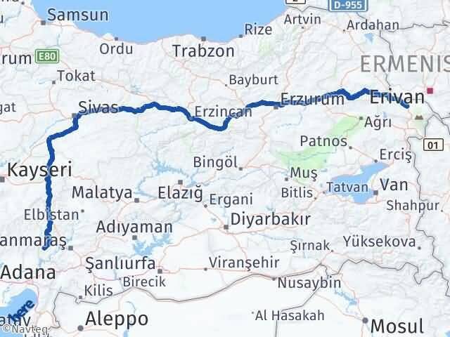 Iğdır Andırın Kahramanmaraş Arası Kaç Km - Yol Haritası