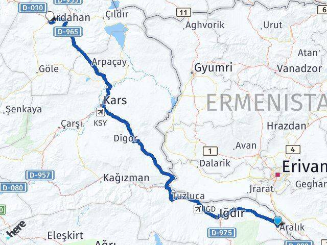 Aralık Ardahan Arası Kaç Km - Yol Tarifi