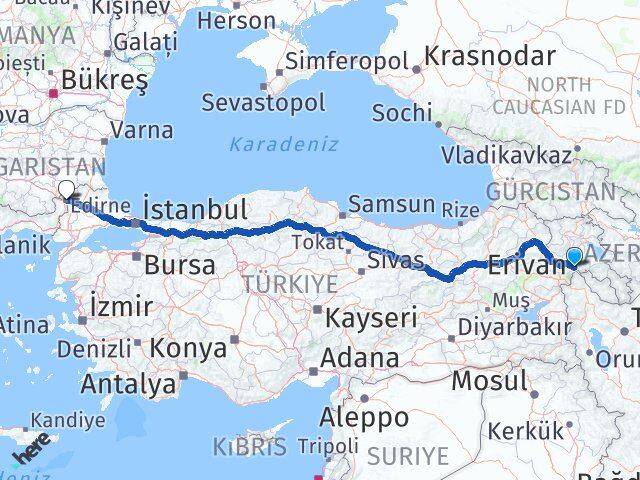 Aralık Edirne Arası Kaç Km - Yol Tarifi