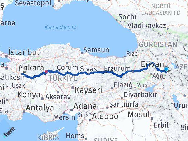 Iğdır Aralık Eskişehir Arası Kaç Km - Yol Haritası