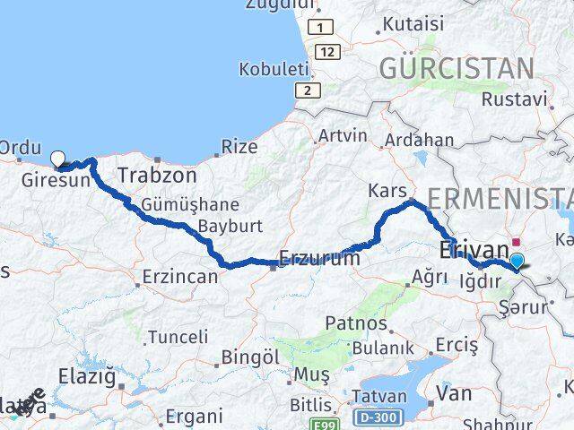 Aralık Giresun Arası Kaç Km - Yol Tarifi
