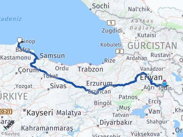 Aralık Sinop Arası Kaç Km - Yol Tarifi