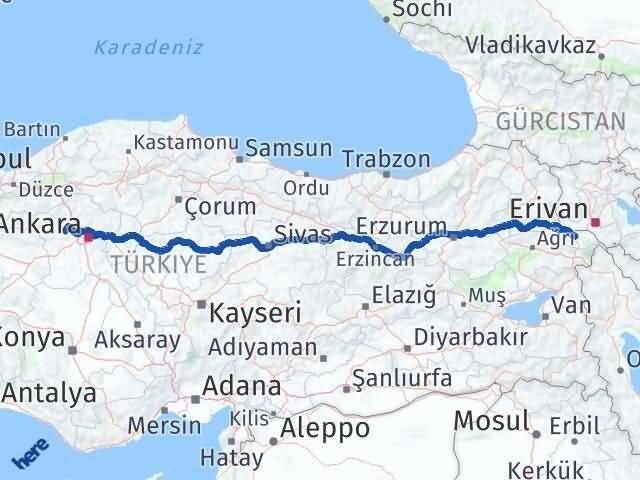 Iğdır Ayaş Ankara Arası Kaç Km - Yol Haritası