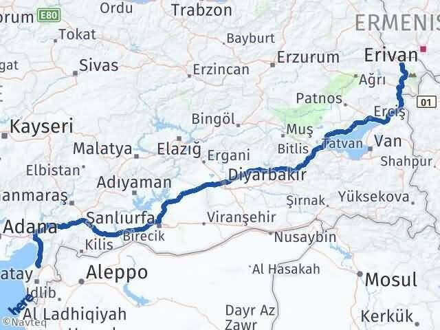Iğdır Belen Hatay Arası Kaç Km - Yol Haritası
