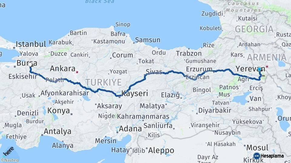 Iğdır Bilecik Arası Kaç Km - Yol Haritası