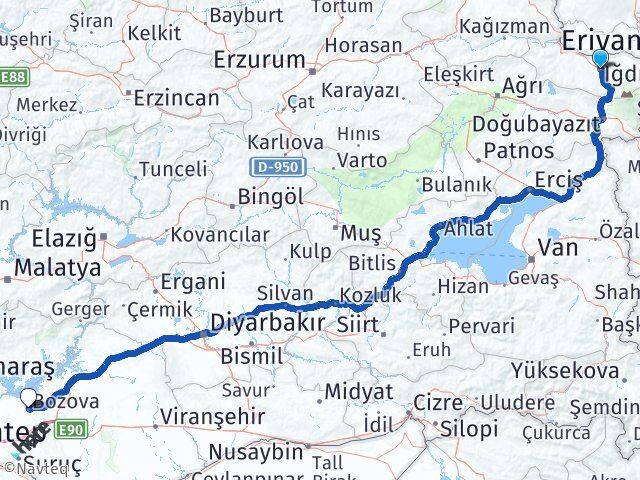 Iğdır Bozova Şanlıurfa Arası Kaç Km - Yol Haritası