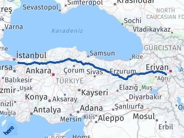 Iğdır Çayırova Kocaeli Arası Kaç Km - Yol Haritası