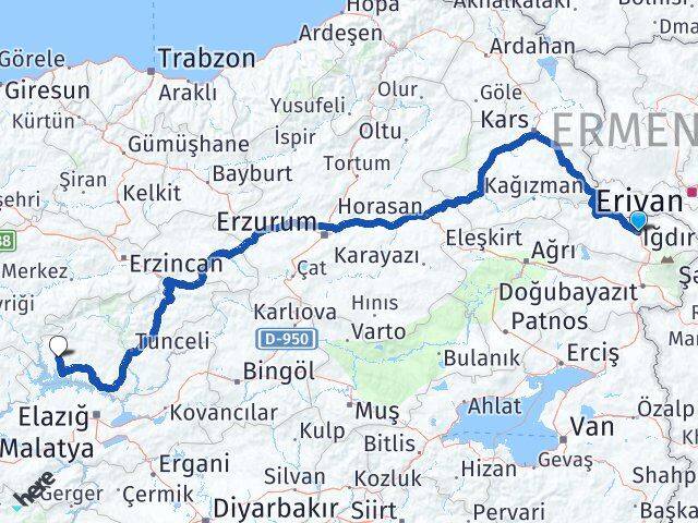 Iğdır Çemişgezek Tunceli Arası Kaç Km - Yol Haritası