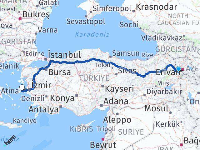Iğdır Çeşme İzmir Arası Kaç Km - Yol Haritası