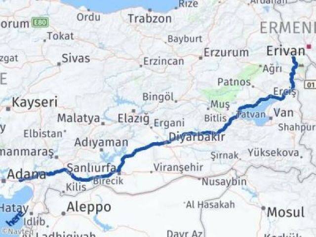 Iğdır Ceyhan Adana Arası Kaç Km - Yol Haritası