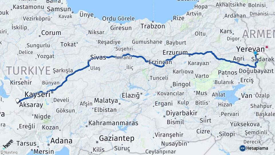 Iğdır Çilli Arası Kaç Km - Yol Haritası