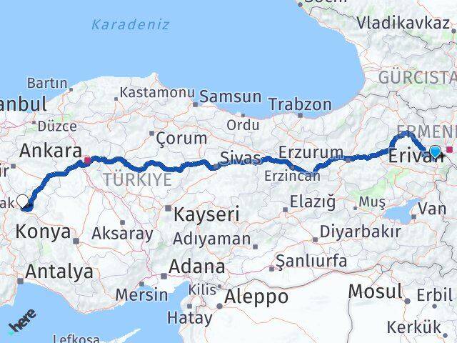 Iğdır Çobanlar Afyonkarahisar Arası Kaç Km - Yol Haritası