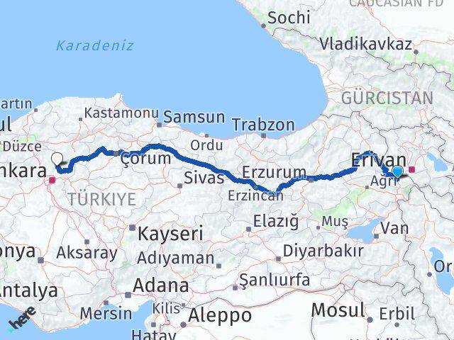 Iğdır Çubuk Ankara Arası Kaç Km - Yol Haritası