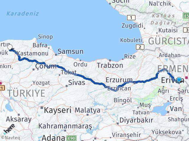Iğdır Daday Kastamonu Arası Kaç Km - Yol Haritası