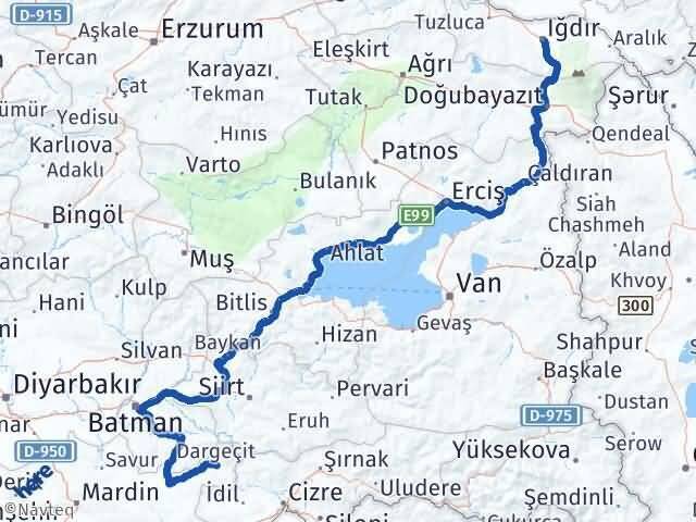 Iğdır Dargeçit Mardin Arası Kaç Km - Yol Haritası