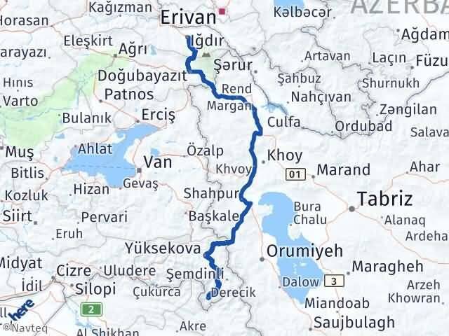 Iğdır Derecik Hakkari Arası Kaç Km - Yol Haritası
