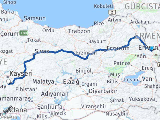 Iğdır Develi Kayseri Arası Kaç Km - Yol Haritası