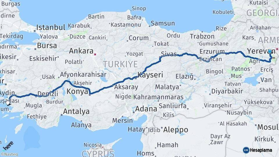 Iğdır Didim Aydın Arası Kaç Km - Yol Haritası