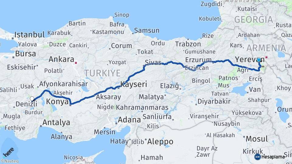 Iğdır Dinar Afyonkarahisar Arası Kaç Km - Yol Haritası