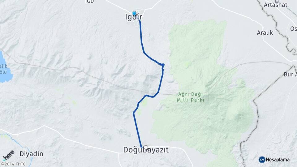 Iğdır Doğubayazıt Ağrı Arası Kaç Km - Yol Haritası