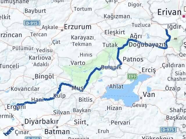 Iğdır Eğil Diyarbakır Arası Kaç Km - Yol Haritası