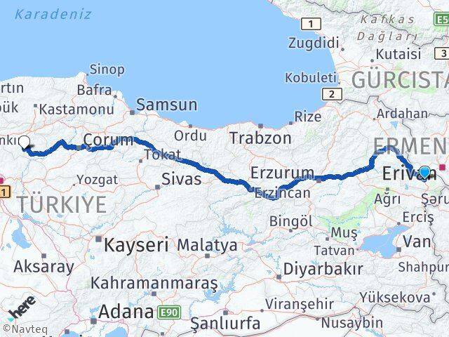 Iğdır Eldivan Çankırı Arası Kaç Km - Yol Haritası