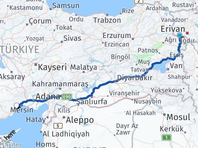 Iğdır Erdemli Mersin Arası Kaç Km - Yol Haritası