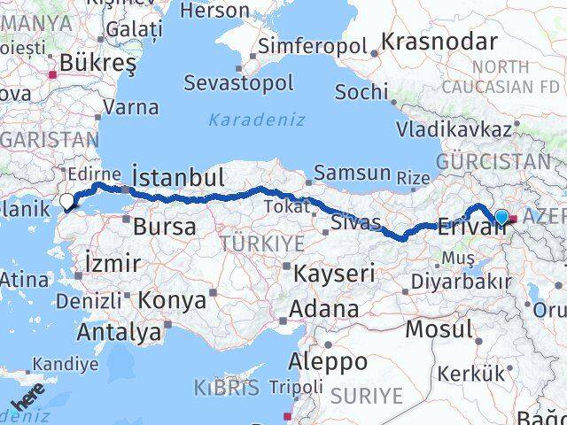 Iğdır Gelibolu Çanakkale Arası Kaç Km - Yol Haritası