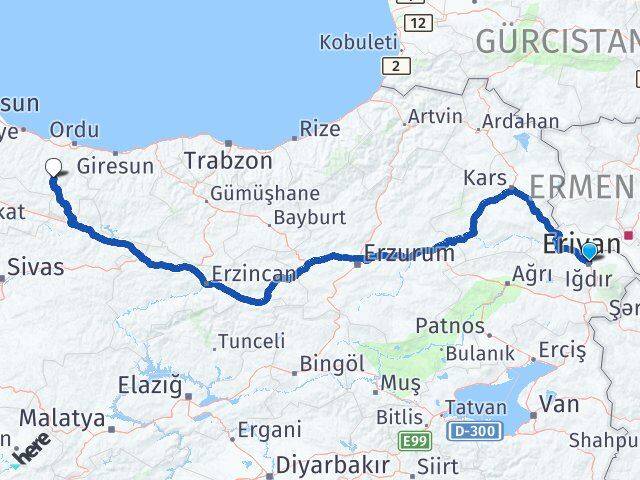 Iğdır Gölköy Ordu Arası Kaç Km - Yol Haritası
