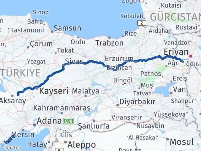Iğdır Gülağaç Aksaray Arası Kaç Km - Yol Haritası